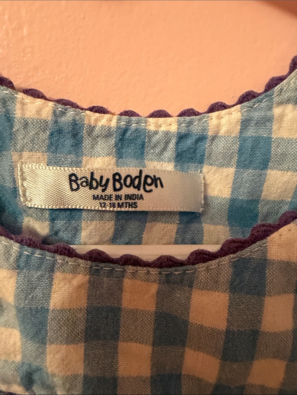 Baby Boden Blue Gingham Sailboat Appliqué Dress - Picture 2 of 7